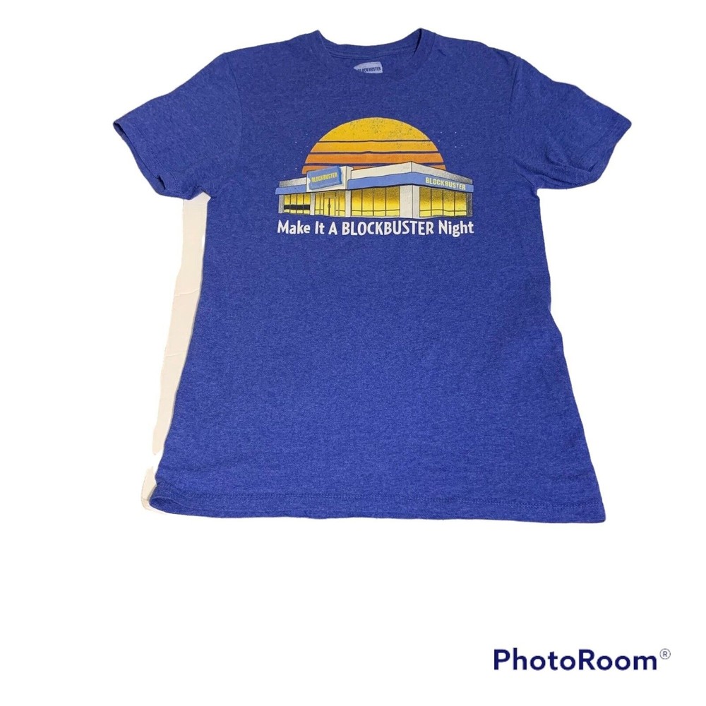 Blockbuster Video Make It A Blockbuster Night Graphic T Shirt Blue Small